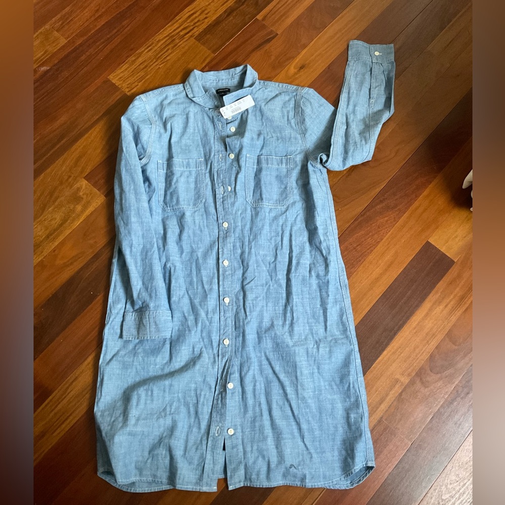 NWT j crew chambray shirt dress - shift - no belt.  Size M.